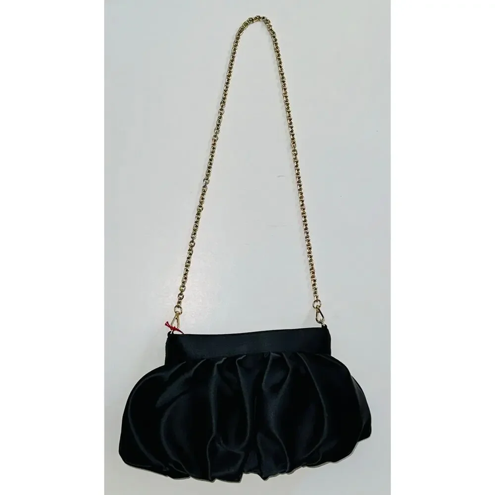 Frances Valentine Nora Clutch Satin ~ Black - Picture 9 of 9